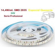 Tira LED Flexible 24V 14W/mt 120 Led/mt SMD 2835 IP20 Especial Quesería, Serie Profesional, venta por metros